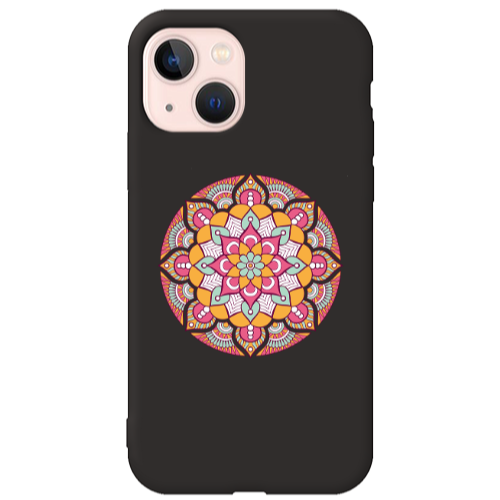 Apple iPhone 13 Mandala D103 Black Colored Silicone TPU Θήκη