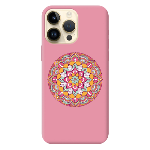Apple iPhone 13 Pro Max Mandala D103 Pink Colored Silicone TPU Θήκη