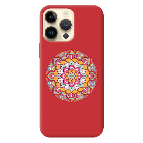 Apple iPhone 13 Pro Max Mandala D103 Red Colored Silicone TPU Θήκη