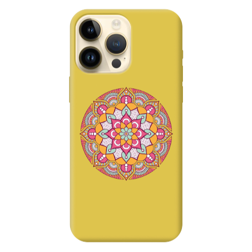 Apple iPhone 13 Pro Max Mandala D103 Yellow Colored Silicone TPU Θήκη
