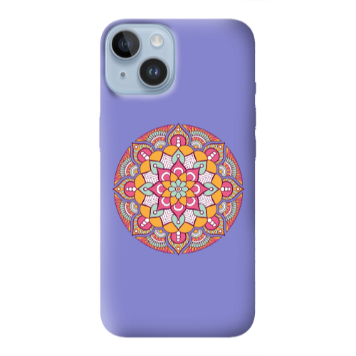 Apple iPhone 14  Mandala D103 Purple Colored Silicone TPU Θήκη