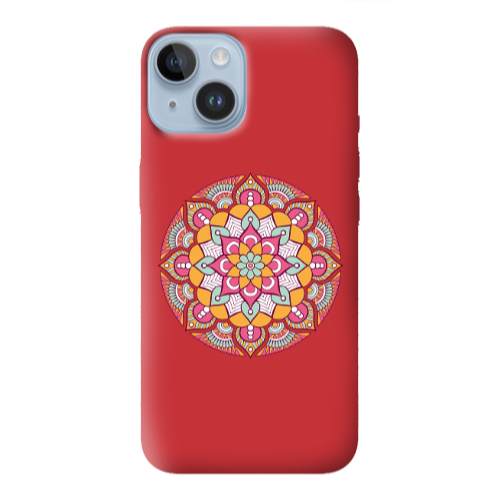 Apple iPhone 14 Plus Mandala D103 Red Colored Silicone TPU Θήκη