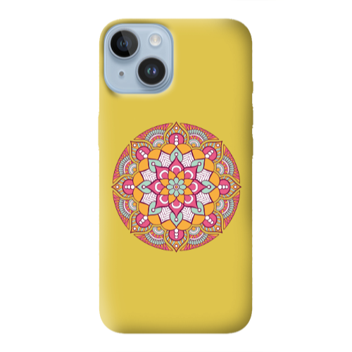 Apple iPhone 14 Plus Mandala D103 Yellow Colored Silicone TPU Θήκη