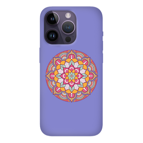Apple iPhone 14 Pro  Mandala D103 Purple Colored Silicone TPU Θήκη