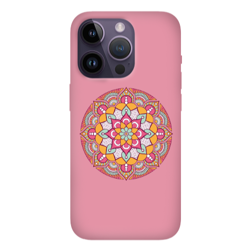 Apple iPhone 14 Pro  Mandala D103 Pink Colored Silicone TPU Θήκη