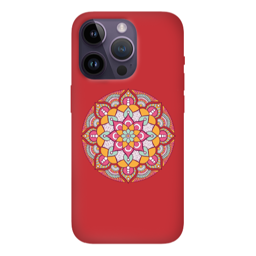 Apple iPhone 14 Pro  Mandala D103 Red Colored Silicone TPU Θήκη