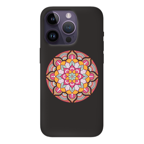 Apple iPhone 14 Pro Max Mandala D103 Black Colored Silicone TPU Θήκη
