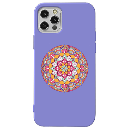 Apple iPhone 13 Pro Mandala D103 Purple Colored Silicone TPU Θήκη