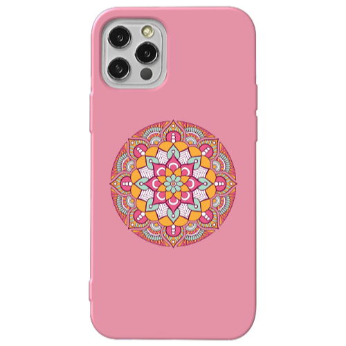 Apple iPhone 13 Pro Mandala D103 Pink Colored Silicone TPU Θήκη