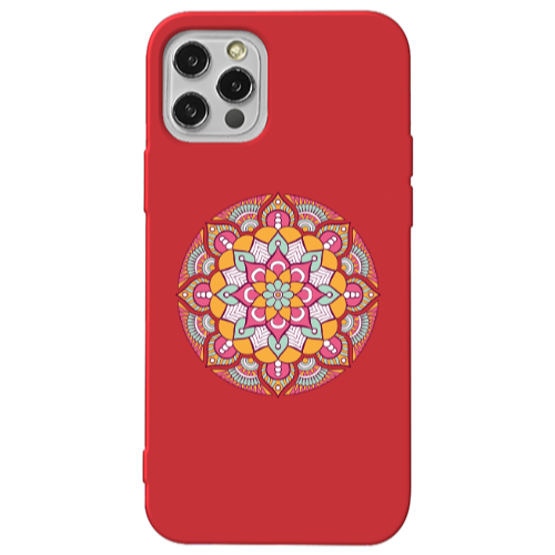 Apple iPhone 13 Pro Mandala D103 Red Colored Silicone TPU Θήκη