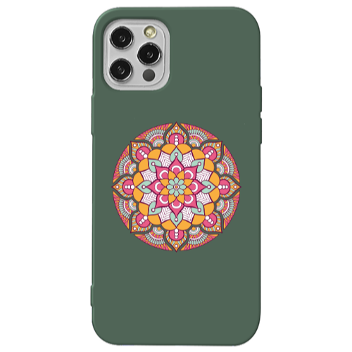 Apple iPhone 13 Pro Mandala D103 Dark Green Colored Silicone TPU Θήκη