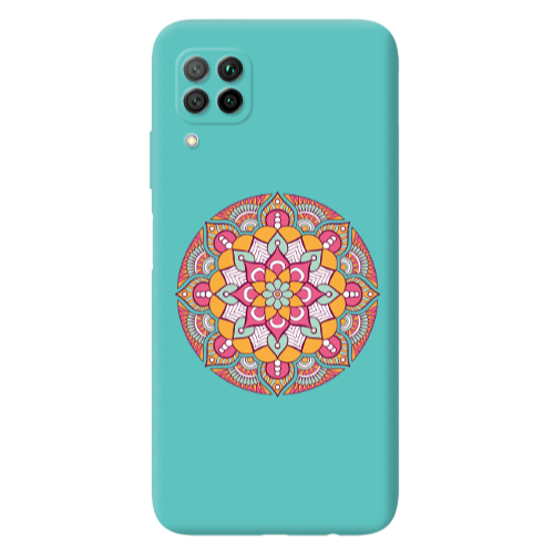Huawei P40 Lite Mandala D103 Turquoise Colored Silicone TPU Θήκη