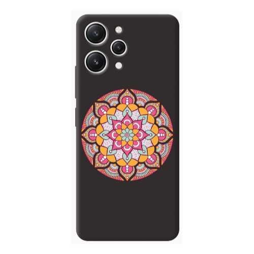 Xiaomi Redmi 12 Mandala D103 Black Colored Silicone TPU Θήκη