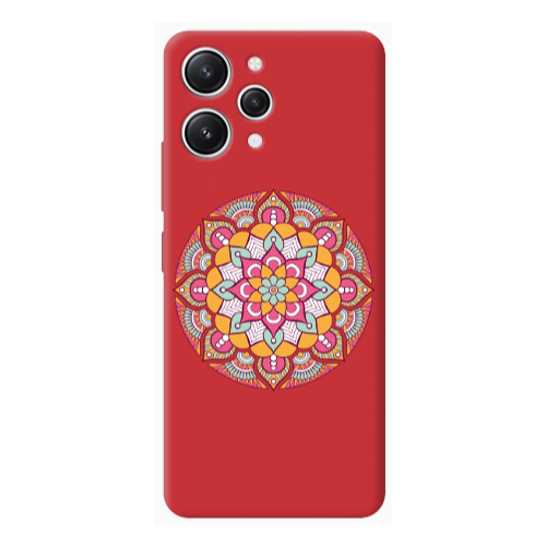 Xiaomi Redmi 12 Mandala D103 Red Colored Silicone TPU Θήκη