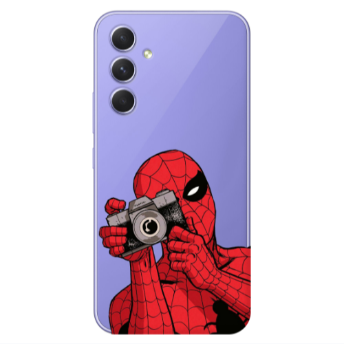 Samsung A56 Spiderman take picture Transparent Silicone TPU Θήκη