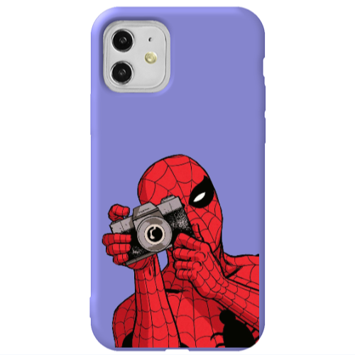 Apple iPhone 11  Spiderman take picture Purple Colored Silicone TPU Θήκη