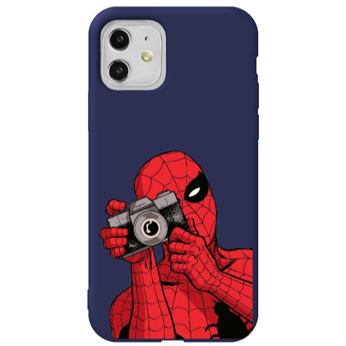 Apple iPhone 11  Spiderman take picture Dark blue Colored Silicone TPU Θήκη