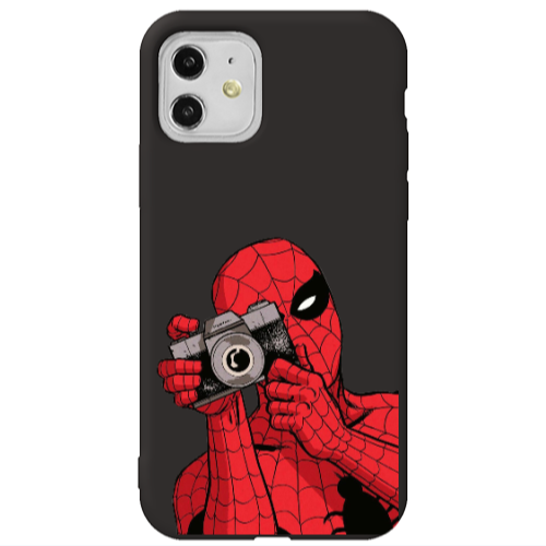 Apple iPhone 11  Spiderman take picture Black Colored Silicone TPU Θήκη