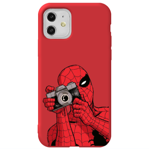 Apple iPhone 11  Spiderman take picture Red Colored Silicone TPU Θήκη