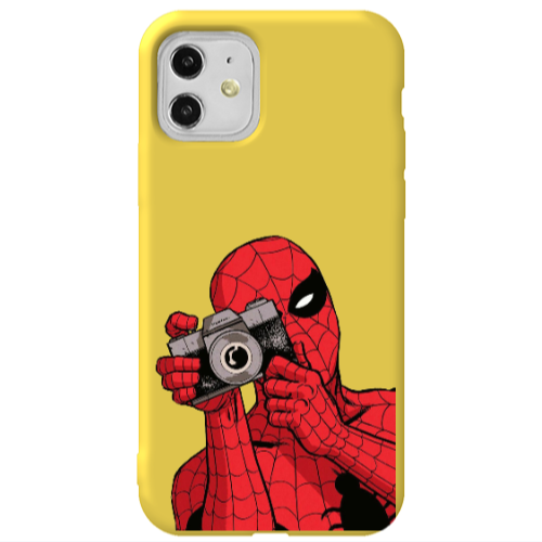 Apple iPhone 11  Spiderman take picture Yellow Colored Silicone TPU Θήκη