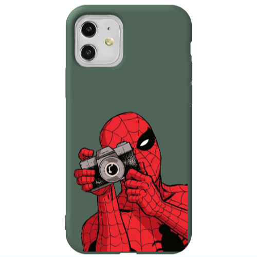 Apple iPhone 11  Spiderman take picture Dark Green Colored Silicone TPU Θήκη