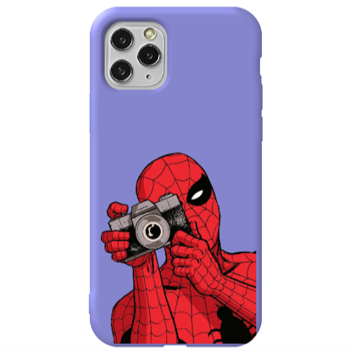 Apple iPhone 11 Pro Spiderman take picture Purple Colored Silicone TPU Θήκη
