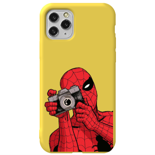 Apple iPhone 11 Pro Spiderman take picture Yellow Colored Silicone TPU Θήκη