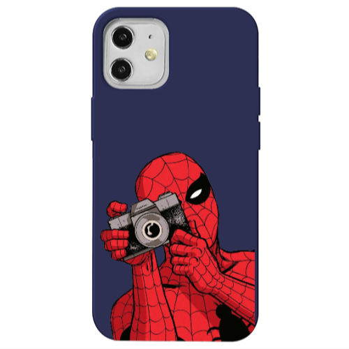 Apple iPhone 12 Spiderman take picture Dark blue Colored Silicone TPU Θήκη