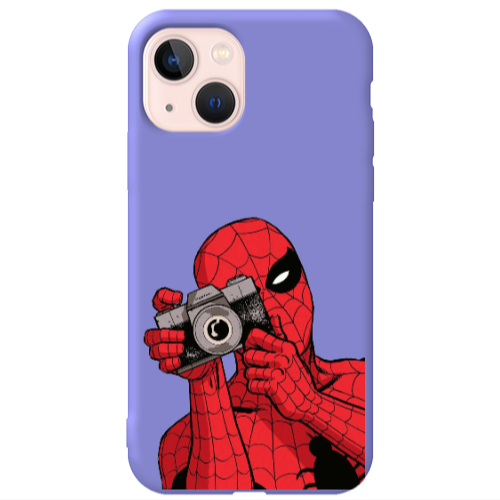 Apple iPhone 13 Spiderman take picture Purple Colored Silicone TPU Θήκη