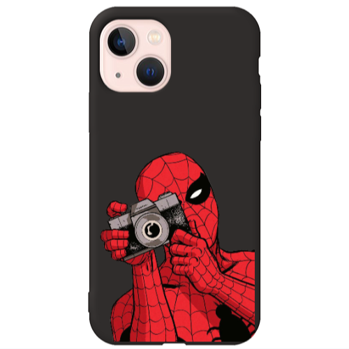 Apple iPhone 13 Spiderman take picture Black Colored Silicone TPU Θήκη