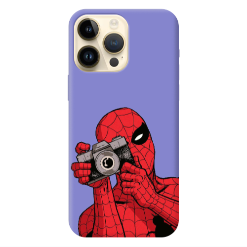 Apple iPhone 13 Pro Max Spiderman take picture Purple Colored Silicone TPU Θήκη