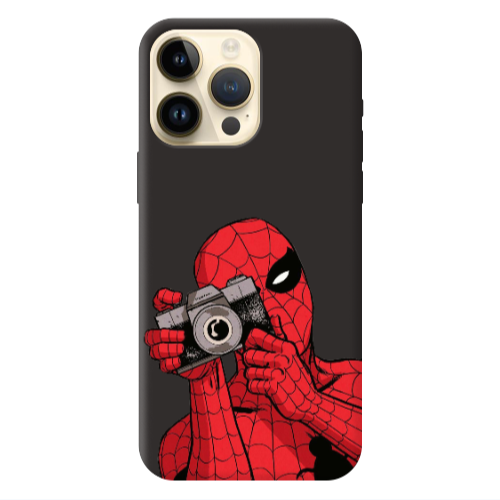 Apple iPhone 13 Pro Max Spiderman take picture Black Colored Silicone TPU Θήκη