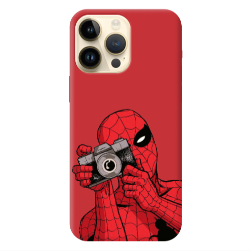 Apple iPhone 13 Pro Max Spiderman take picture Red Colored Silicone TPU Θήκη