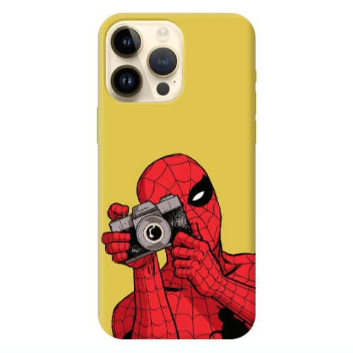Apple iPhone 13 Pro Max Spiderman take picture Yellow Colored Silicone TPU Θήκη