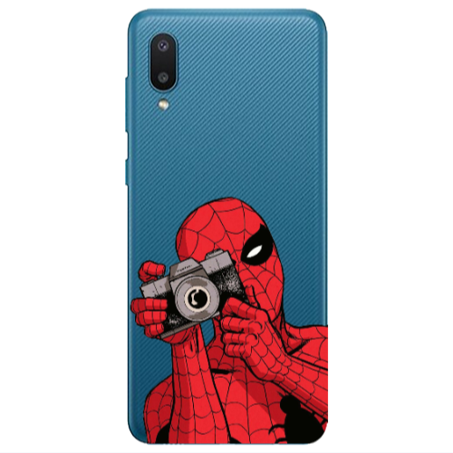 Samsung A02 Spiderman take picture Transparent Silicone TPU Θήκη