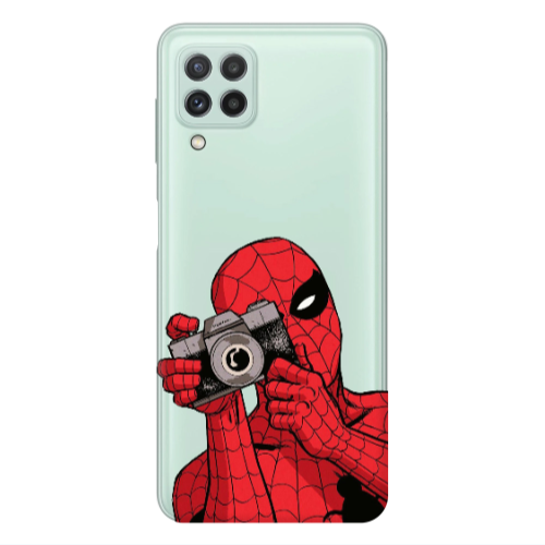 Samsung A22 4G Spiderman take picture Transparent Silicone TPU Θήκη