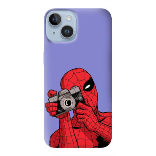 Apple iPhone 14  Spiderman take picture Purple Colored Silicone TPU Θήκη