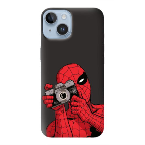 Apple iPhone 14 Plus Spiderman take picture Black Colored Silicone TPU Θήκη