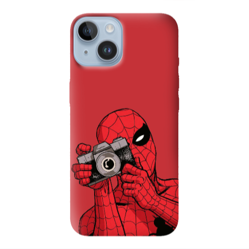 Apple iPhone 14 Plus Spiderman take picture Red Colored Silicone TPU Θήκη