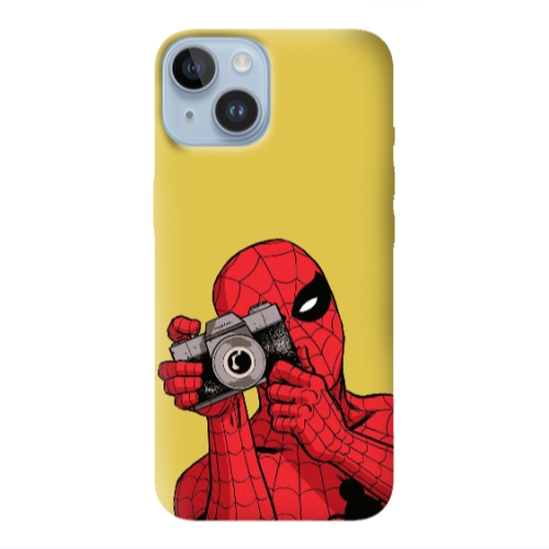 Apple iPhone 14 Plus Spiderman take picture Yellow Colored Silicone TPU Θήκη