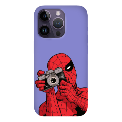 Apple iPhone 14 Pro  Spiderman take picture Purple Colored Silicone TPU Θήκη