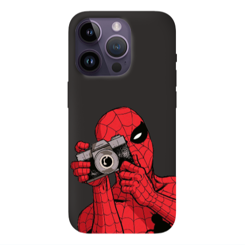 Apple iPhone 14 Pro  Spiderman take picture Black Colored Silicone TPU Θήκη