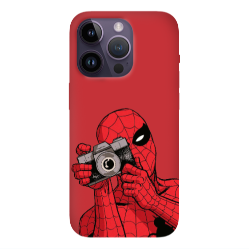 Apple iPhone 14 Pro  Spiderman take picture Red Colored Silicone TPU Θήκη