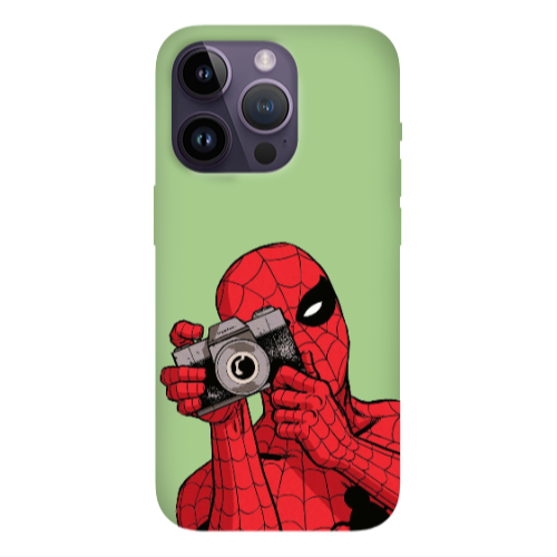 Apple iPhone 14 Pro Max Spiderman take picture Light Green Colored Silicone TPU Θήκη
