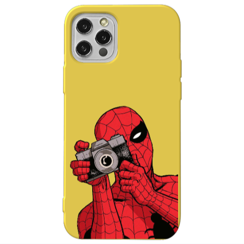 Apple iPhone 13 Pro Spiderman take picture Yellow Colored Silicone TPU Θήκη
