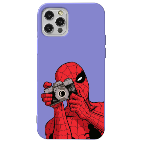Apple iPhone 12 Pro Spiderman take picture Purple Colored Silicone TPU Θήκη