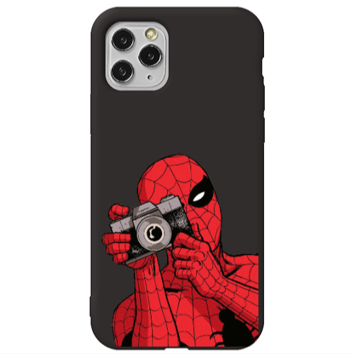 Apple iPhone 11 Pro Max Spiderman take picture Black Colored Silicone TPU Θήκη