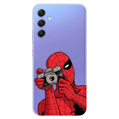 Samsung A34 Spiderman take picture Transparent Silicone TPU Θήκη