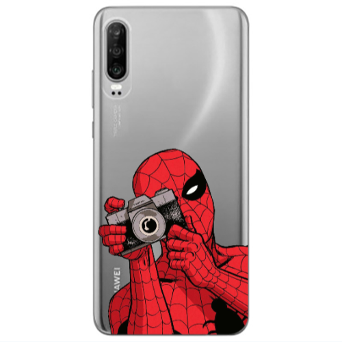 Huawei P30 Spiderman take picture Transparent Silicone TPU Θήκη