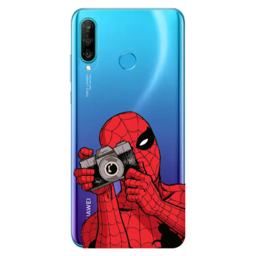 Huawei P30 Lite Spiderman take picture Transparent Silicone TPU Θήκη